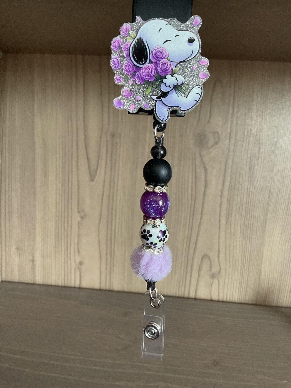 Dog with Purple Flowers